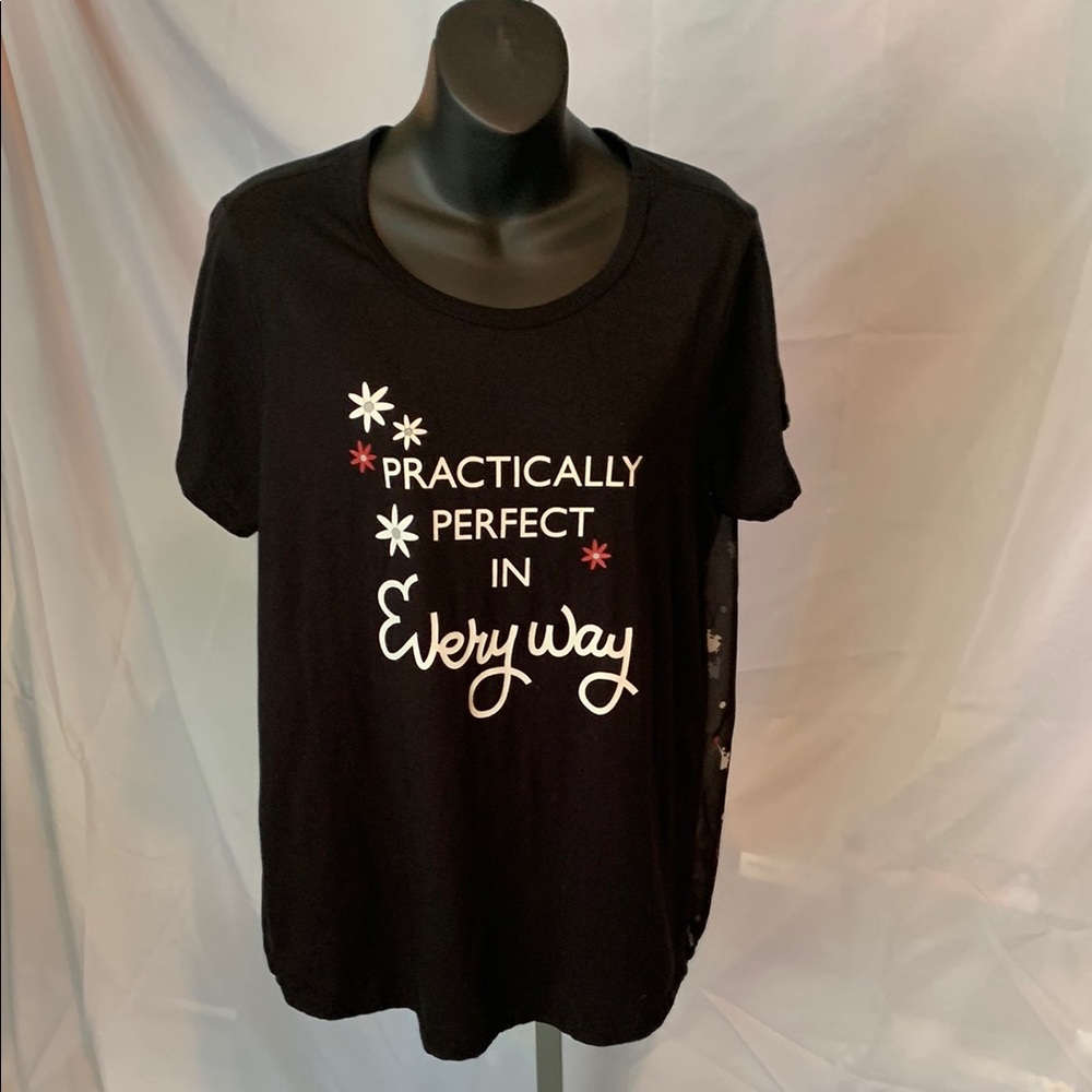 Her Universe Black Short Sleeve Tee with White and Red Script